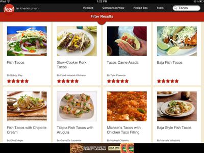Food Network: In The Kitchen - Search design ipad mobile ui