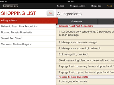 Food Network: In The Kitchen - Shopping List design ipad list mobile ui
