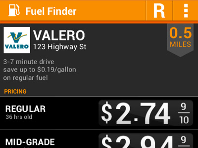 Fuel Finder for Android : Station Detail android app fuel gas holo mobile ui