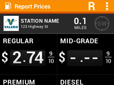 Fuel Finder for Android : Report Prices android app holo mobile ui