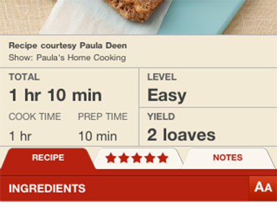 Food Network iPhone - Recipe Detail design iphone mobile ui