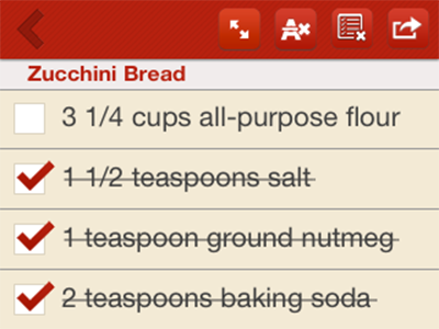 Food Network iPhone - Shopping List design iphone mobile ui