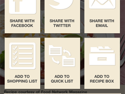 Food Network iPhone - Recipe Detail - Share design iphone mobile ui
