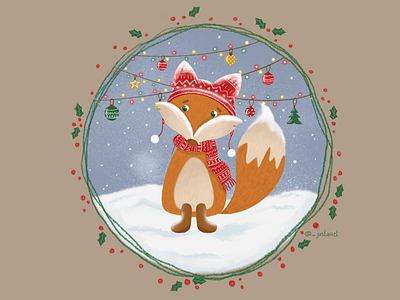 Christmas fox art christmas christmas illustration design digitalart fox fox illustration foxes illustration illustration art procreate procreateapp
