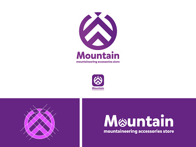 Mountain mountaineering accessories store logo design