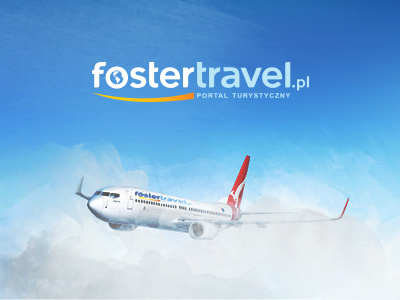 Foster Travel airplane amazing beach blue design fresh holiday layout logo modern sky travel