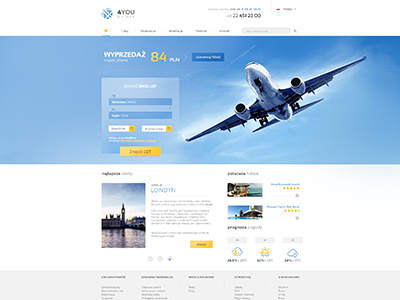 4YOU Airlines airplane blue design fresh layout modern sky travel web you