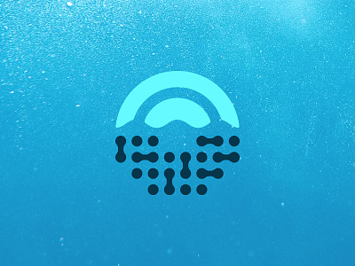 Undersea data logo ocean sea sky sun sunset waves