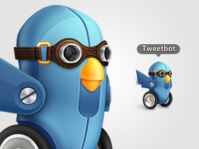 Tweetbot bird blue fireworks grey icon replacement robot tweet twitter vector