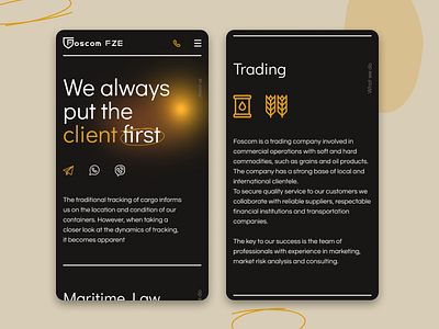 Foscom FZE | Corporate website concept design graphic design landing law maritime minimal mobile trading ui uiux ux web website