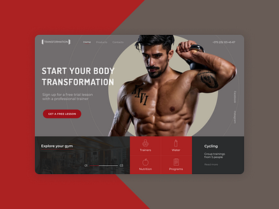 Home page/ GYM design fitness gym trainer transformation web webdesign