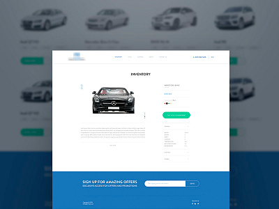 Subpages design for a car dealer website.