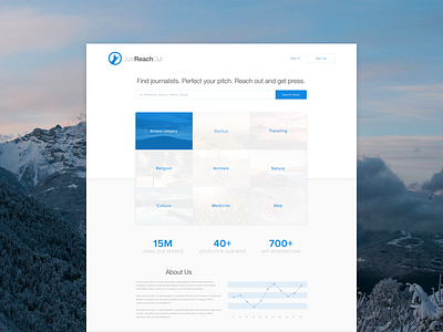 Freebie. Landing page design concept for journalists service