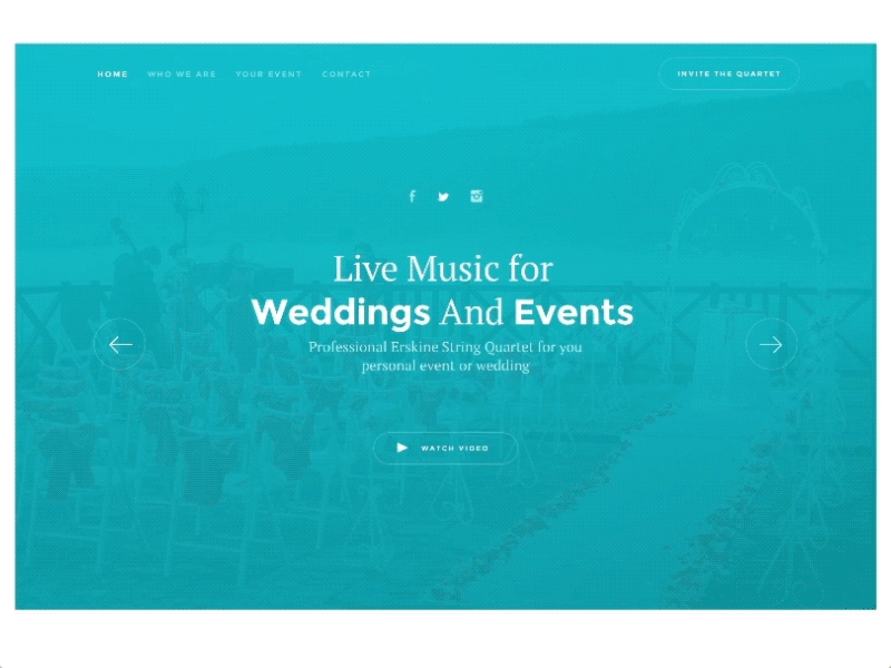 Website promo design for a string quartet animation color design event landing modern music promo simple ui ux zajno