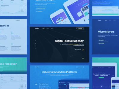 Product Digital Agency Website Design agency app bright colors business clean creative design digital graphic interface landing mobile modern product ui ux web web design website zajno