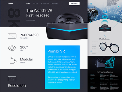 VR Headset Company Website Design apple vision pro vr headset website