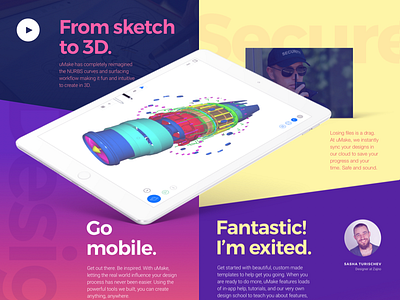 Website Design for 3D Sketching Platform with AR Functionality 3d ar business clean gradient ipad landing mobile modern product simple typography ui ux vector vibrant visual web web design zajno