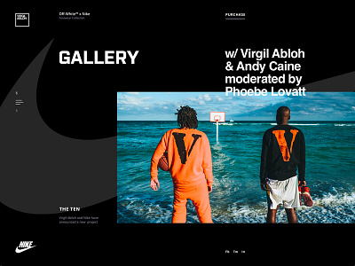 Nike Website Gallery Page Experiment black brand business design grid interface landing layout modern nike product sneakers ui ux virgil abloh web web design website white zajno