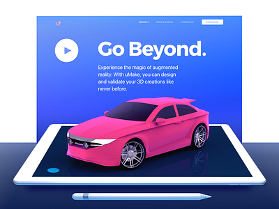 AR Page for an iPad 3D-Sketching Platform Website 3d ar bold bright colors car creative gradient ipad mobile modern product tasty visual typography ui ux vibrant vr web website design zajno