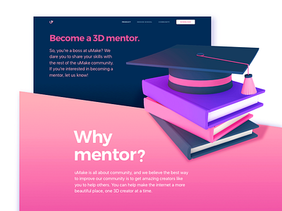 Teach Page for an iPad 3D-Sketching Platform Website 3d ar bold bright colors creative gradient ipad learning mentor mobile modern product typography ui ux vibrant vr web website design zajno