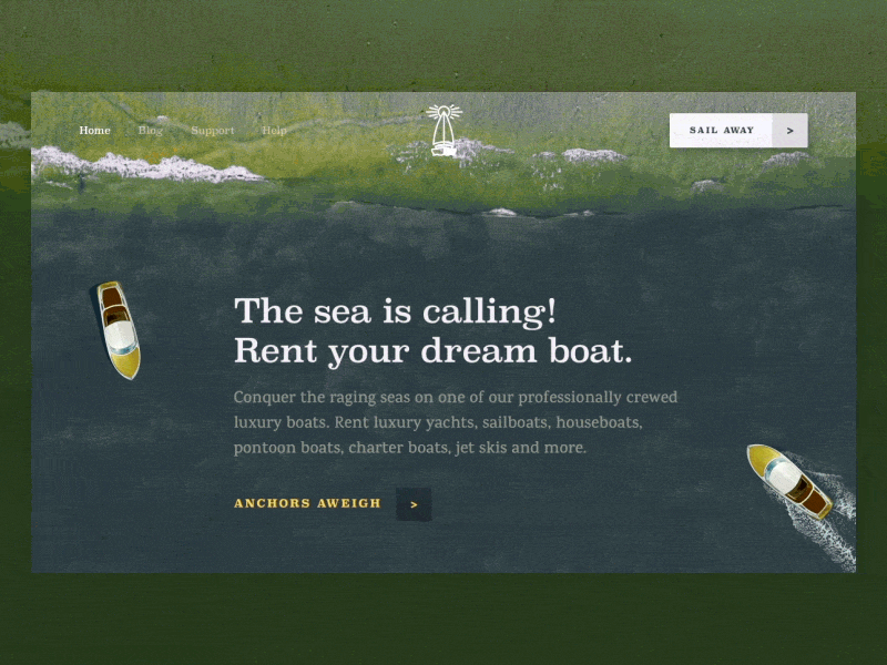 Good Sailors Boat Rental Company Website animation bright colors business clean experiment interface landing minimal modern parallax rent scroll simple transitions ui ux web web design website zajno
