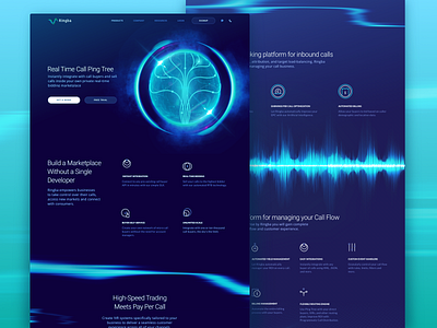 New Product Page Design for Global Telecommunications Platform abstract celestial body companion cosmos dark colors futuristic new product orb promo website revolutionary ringba space technology tree ui ux vibrant web design zajno