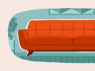 mid-century seats colorful creative design design illustration midcentury orange procreate retro sofa