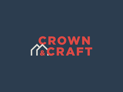 Crown & Craft Wordmark ampersand blue branding building construction development homes house houses housing logo real estate red roofs