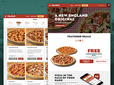 Pizza Pages boston ecommerce menu new england ordering pizza user interface