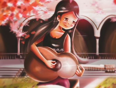 LA FLOR DE LA CANELA digital art guitar illustrations musician peru