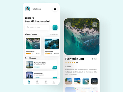 Trip Booking App app application bali beach blue clean design indonesia interface iphone layout mobile modern popular simple tour trip ui uiux ux