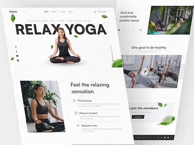 Relaxs - Yoga landing page interaction animation🍃 animation calm clean interaction interface landing page layout simple ui uiux ux web website white yoga