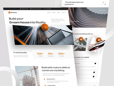 Bangunly - Build maker landing page architecture build building construction cool home interface landing landing page layout modern page real estate simple ui uiux ux web website work