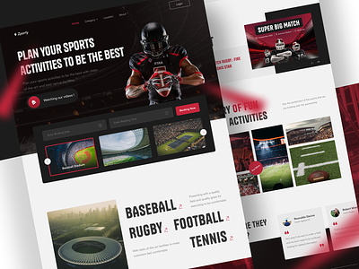 Zporty - Sports venue booking baseball booking epic field football interface landing page layout red reservation rugby sport sports sporty ui uiux ux venue web website