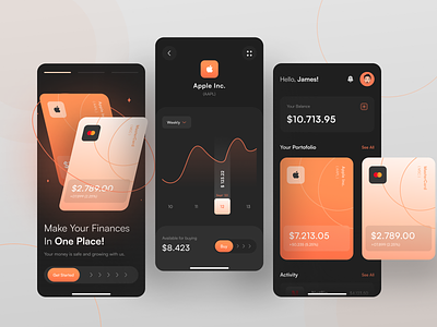 Duwit - Finance mobile app app application banking clean dark mode finance fintech interface layout mobile money orange ui uiux wallet