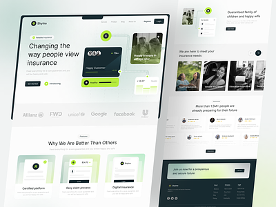 Shylna - Insurance Landing Page clean design education finance green guarantee health insurance interface landing page layout modern money neat snippet ui uiux ux website