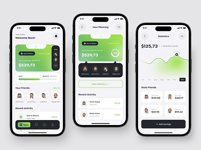 Patungans - Joint Budget Planner App app application bank banking bill budget clean green joint venture layout mobile modern money pay payment planning ui uiux ux