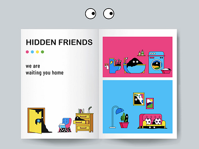 HIDDEN FRIENDS. Part 2. creature flat furniture graphic design home illustration