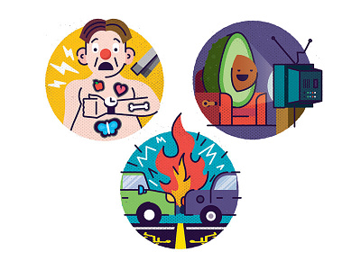 Popular Mechanics design editorial icons illustration print spot illustration