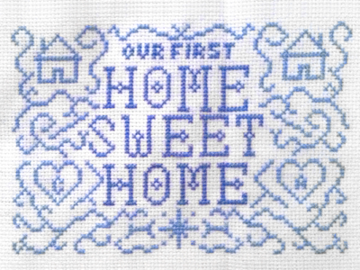 Home Sweet Home cross stitch design illustration type typography