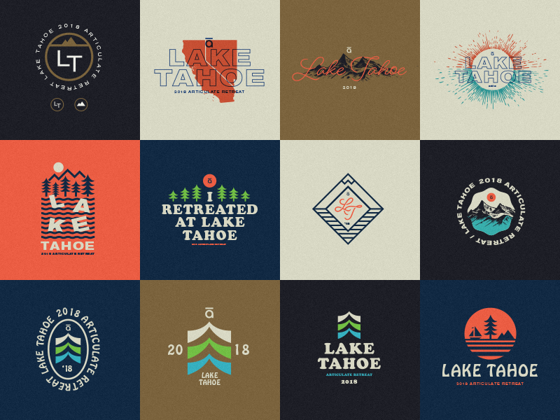 🌲⛵️☀️🏔🌲 badge retro tahoe heritage retreat logo typography type illustration design