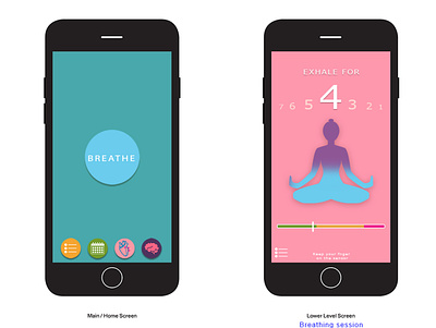 Breathe Peace BioFeedback App dailyui moodboard static design ui wireframe