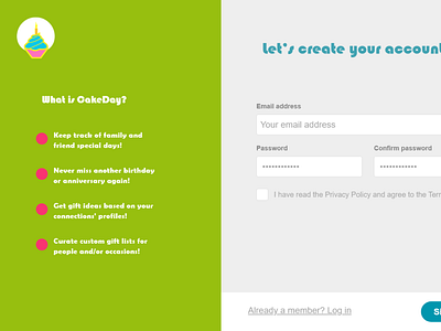 DailyUI: 001 CakeDay Signup