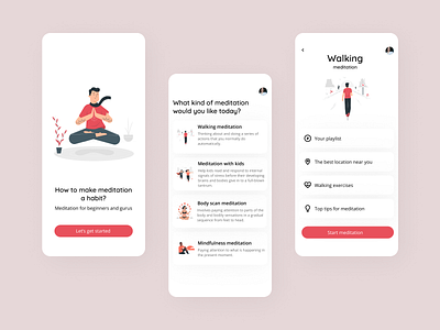 Meditation App app design illustration ios app meditation meditation app mobile app ui design ux design