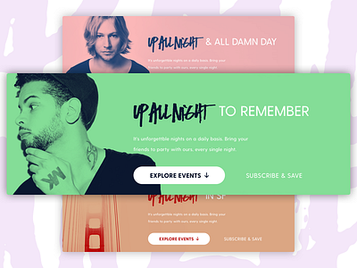 Up All Night — Homepage Hero banner design hero home homepage ios music night ui web