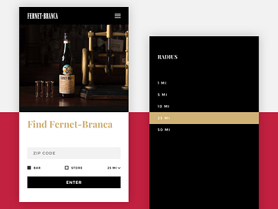 Fernet-Branca — Locator beer dark dropdown flat food menu mobile navigation restaurant search ui web