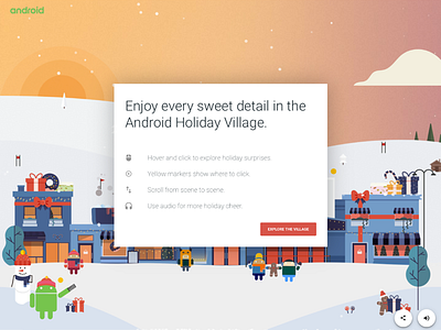 Android Holiday 2017 — Onboarding android christmas dialog google holiday material design modal onboarding popup snow ui