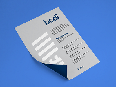 BCDI — Certificate Design award brand certificate identity letterhead lockup logo paper print school typography