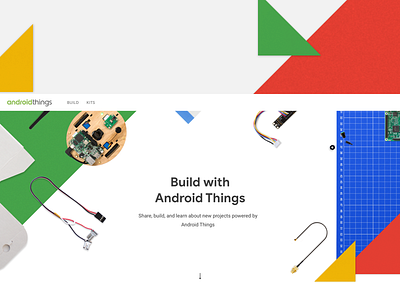 Android Things — Desktop Landing/Hero android arduino arrow geometric green hero landing maker red robotics web