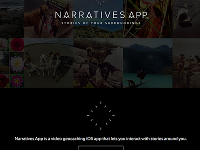 Narratives app welcome page